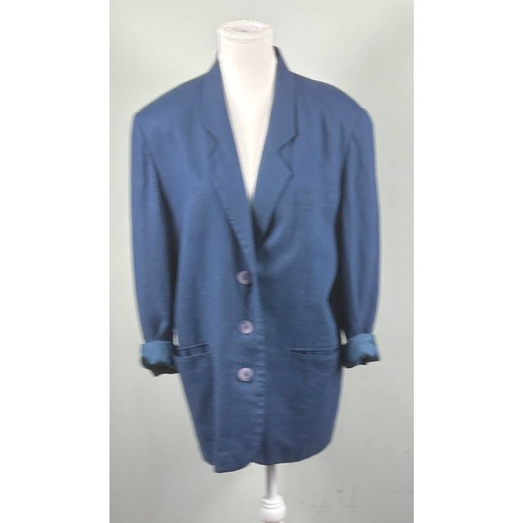 Express Jackets & Blazers - Vintage 1980s Compagnie Internationale Express Navy Blue Baggy Long Blazer Sz S